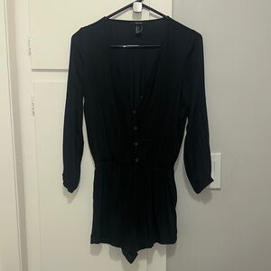 F21 Black Button-Up Romper